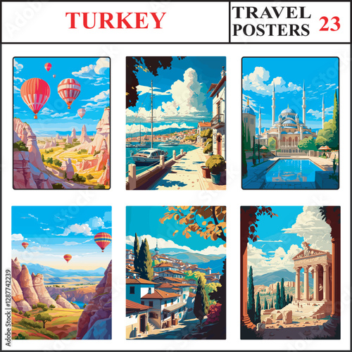Turkey Cappadocia Ayvalik Edirne Travel Poster Wall Art Print Collection Set Part 23