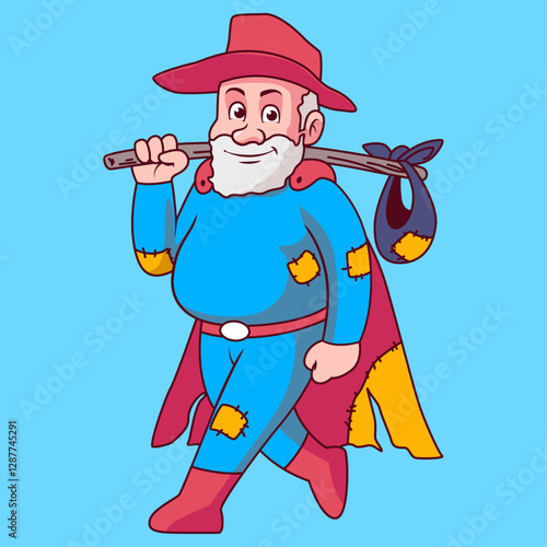 hobo hero walking with happy face