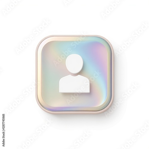 Holographic user icon on minimalistic white background