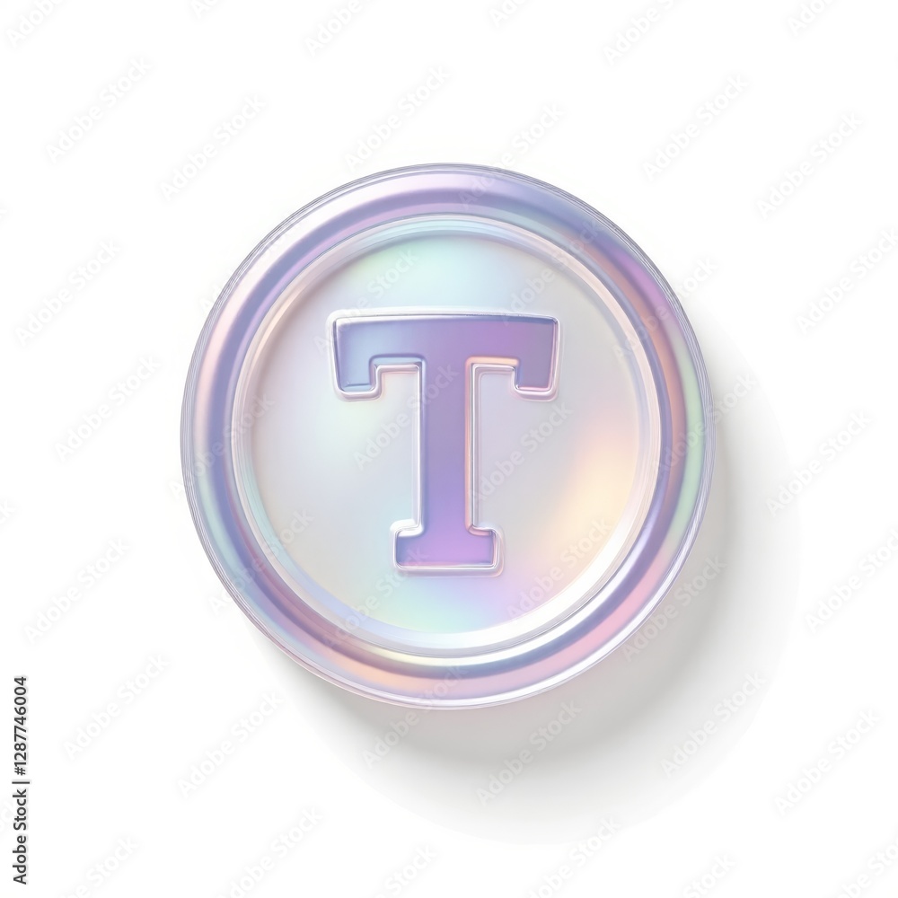 Iridescent logo with letter T on white background Iridescent logo with letter T on white background