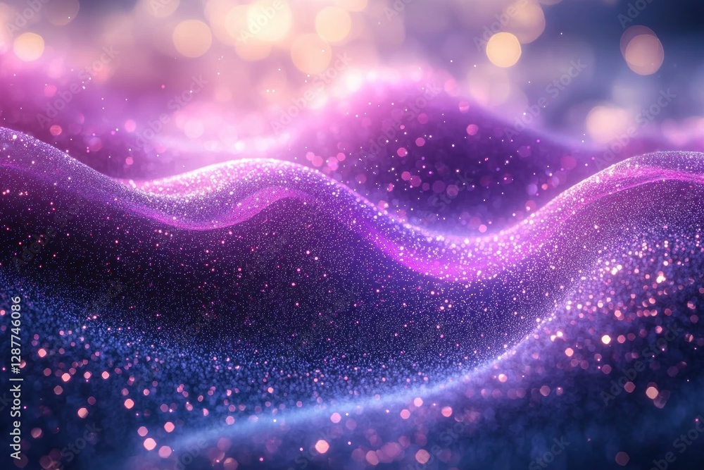 Purple, blue wave background, bright bokeh light, for digital abstract use Purple, blue wave background, bright bokeh light, for digital abstract use