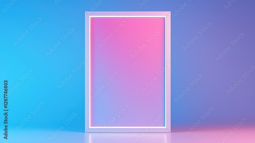 A minimalist rectangular frame with a gradient of pink and blue colors, set against a smooth background, creating a modern and artistic aesthetic. A minimalist rectangular frame with a gradient of pink and blue colors, set against a smooth background, creating a modern and artistic aesthetic.