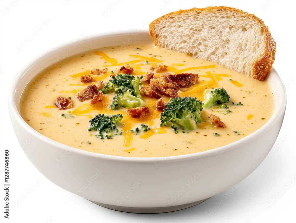 a bowl with broccoli cheddar soup. AI generative. a bowl with broccoli cheddar soup. AI generative.