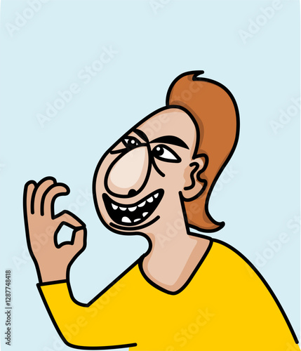 Illustration of a man doing ok sign