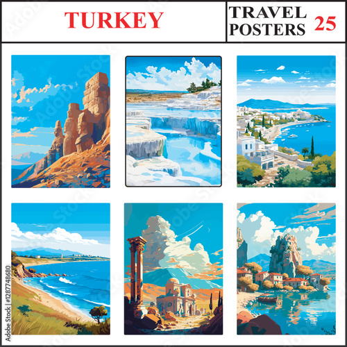 Turkey Mount Nemrut Pamukkale Bodrum Travel Poster Wall Art Print Collection Set Part 25
