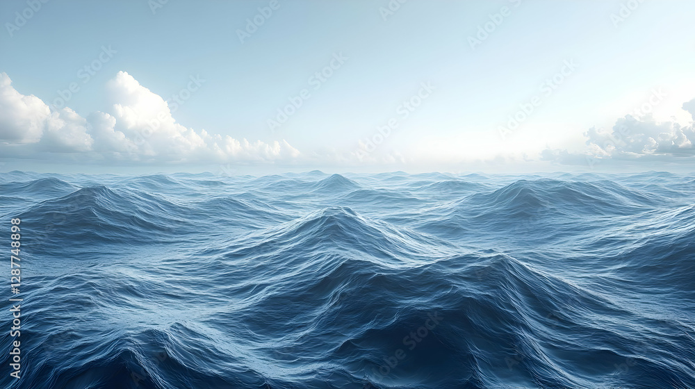 Pixelated Blue Ocean Waves Panorama Pixelated Blue Ocean Waves Panorama