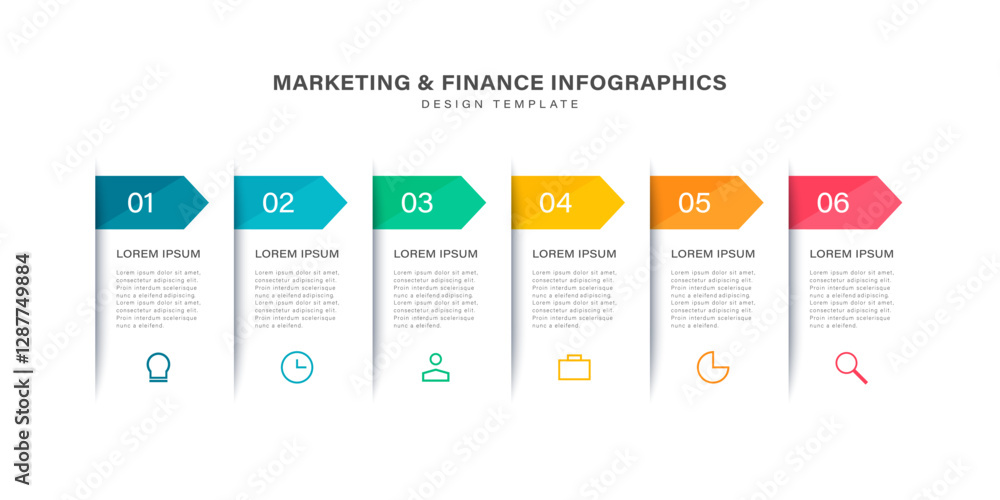 Vector Infographic arrow design with 6 options or steps. Infographics for business concept Vector Infographic arrow design with 6 options or steps. Infographics for business concept
