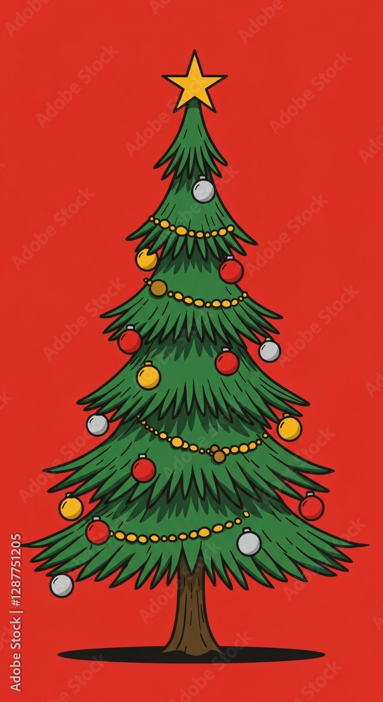 Decorated Christmas Tree Illustration Decorated Christmas Tree Illustration