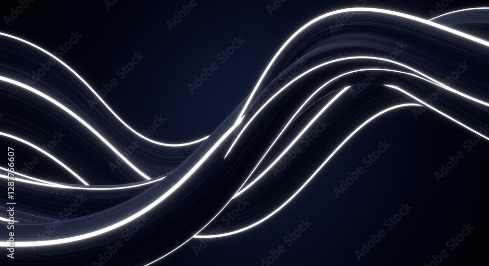 Obraz premium Abstract waves with glowing lines on dark background