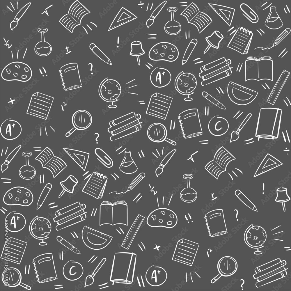 seamless pattern with doodle school supplies seamless pattern with doodle school supplies