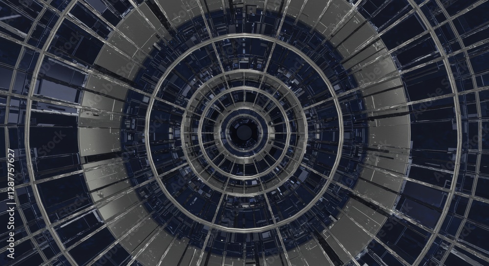 Naklejka premium Abstract circular architecture in dark tones