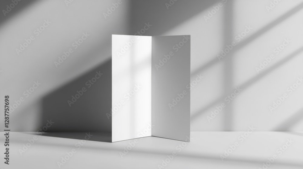 Fototapeta premium White Tri-Fold Room Divider in Minimalist Studio Setting