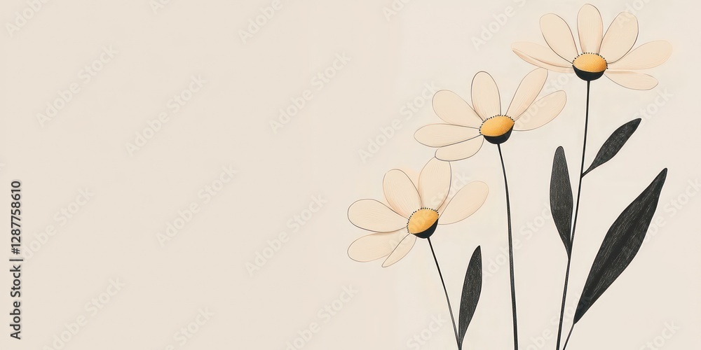 Naklejka premium A minimalist daisy illustration on a plain white background