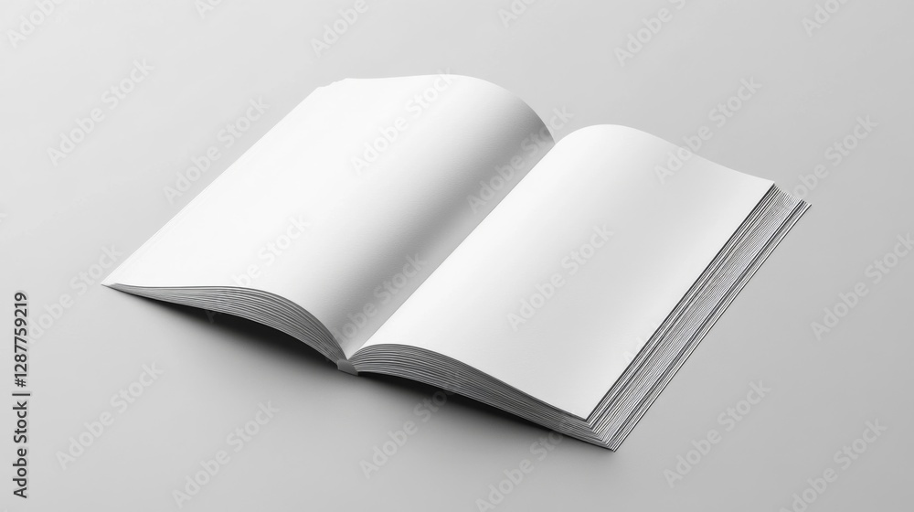 Open Blank Book with Intricate Pattern on Grey Background Open Blank Book with Intricate Pattern on Grey Background