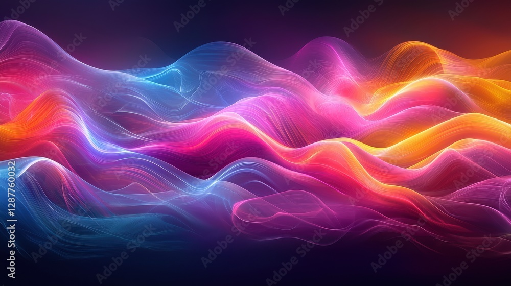 Fototapeta premium Abstract Background with Neon Organic Spectrum Effects Concept. Abstract Colorful Waves of Light Flowing in Dynamic Patterns
