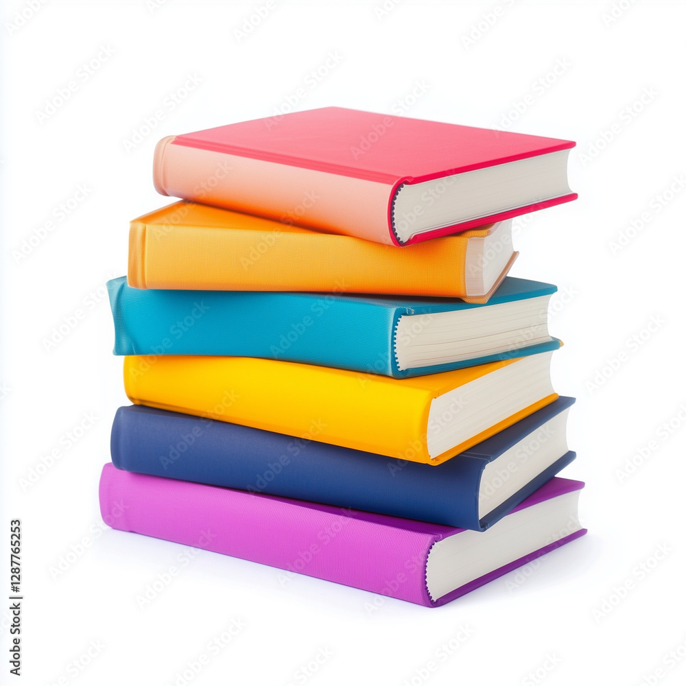 Stack of books isolated on white background, world book day, educational concept, study material.