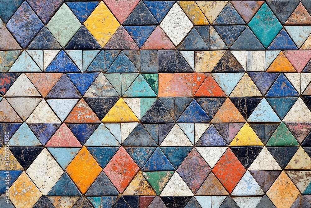 Colorful mosaic pattern featuring diverse geometric shapes in a vibrant design Colorful mosaic pattern featuring diverse geometric shapes in a vibrant design