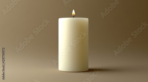 Wallpaper Mural Off White Pillar Candle Lit Against a Brown Background Torontodigital.ca
