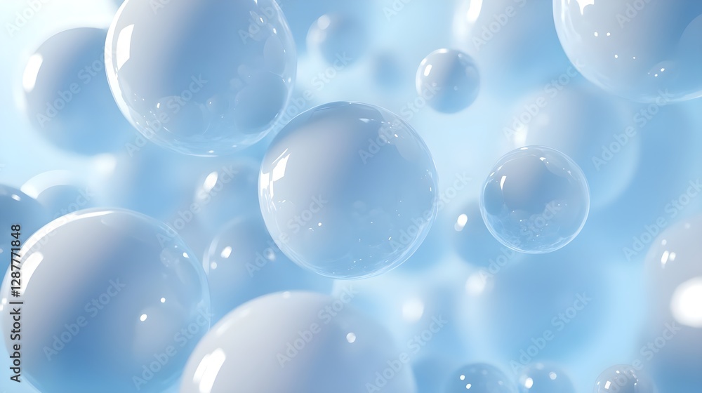 Abstract Blue Bubbles Floating in Calm Atmosphere with Soft Lighting Abstract Blue Bubbles Floating in Calm Atmosphere with Soft Lighting