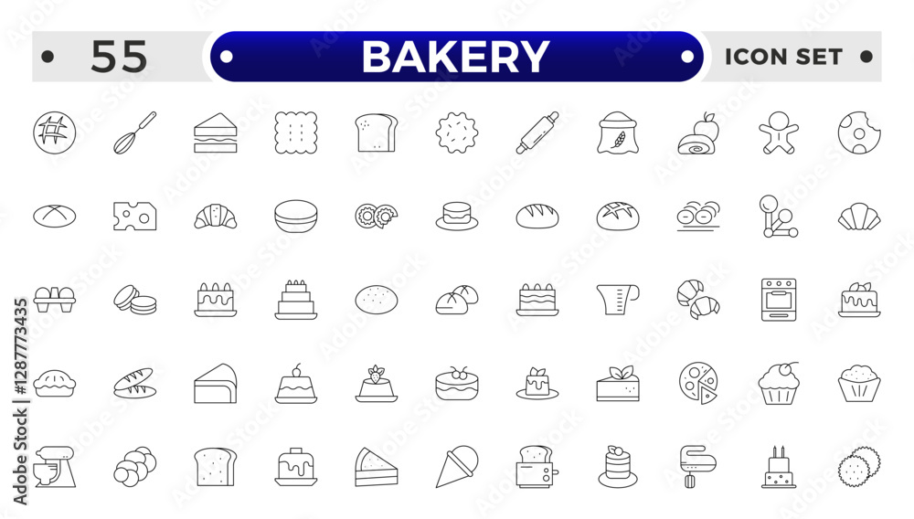 Bakery and dessert outline icon. Contains such Icons as cookie, pudding, oven, kitchen tools, doughnut, bread, macaroon, muffin And Other Elements. customize color, easy resize. Bakery and dessert outline icon. Contains such Icons as cookie, pudding, oven, kitchen tools, doughnut, bread, macaroon, muffin And Other Elements. customize color, easy resize.