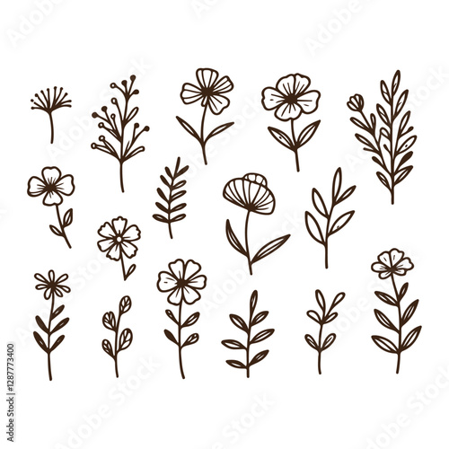 High-quality free flowers illustration with intricate details, perfect for artistic and creative projects, retro-style prints, and unique digital assets