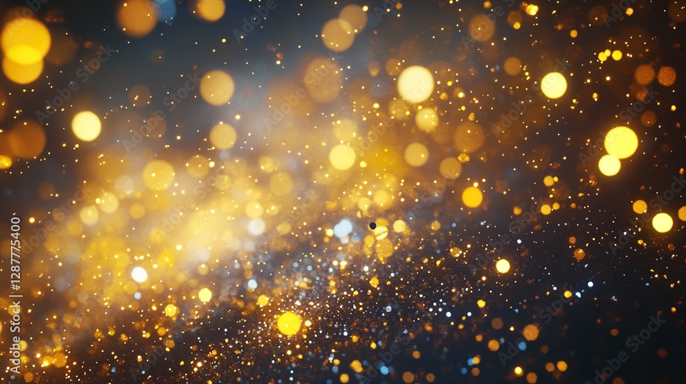 Fototapeta premium Abstract Background with Golden Confetti and Bokeh Lights