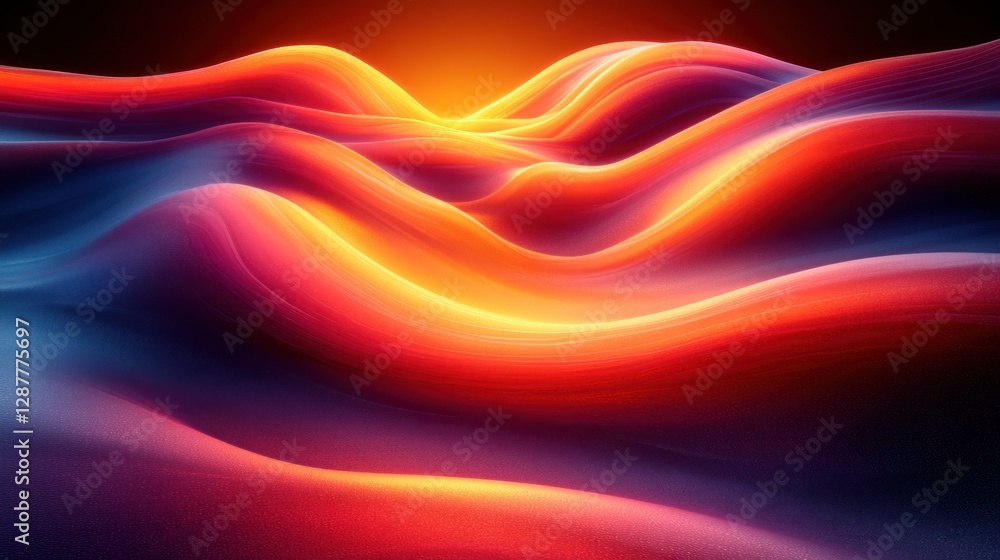 Fototapeta premium Abstract vibrant wavy landscape sunrise