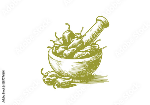 Habanero Hand Drawn Illustration Sketch Vector Isolated