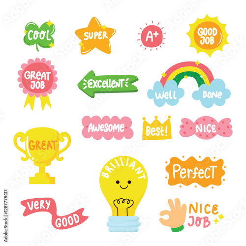 Cute school reward stamp encouragement good job for kids