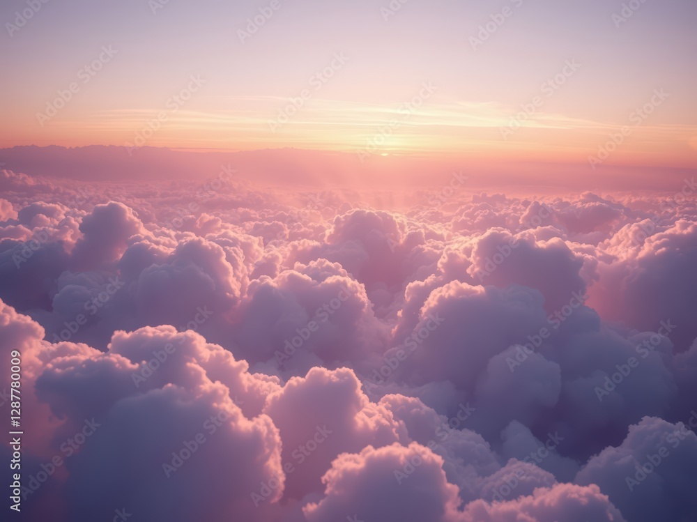 Aerial View of Pink Sunset Cloudscape Aerial View of Pink Sunset Cloudscape