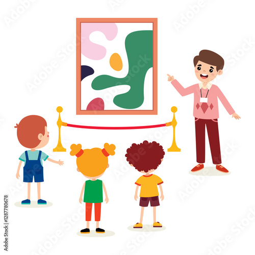 Obraz na płótnie Cartoon Children At A Museum w salonie