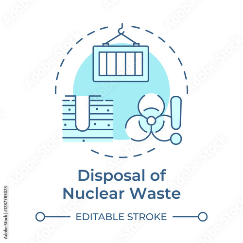 Disposal of nuclear waste soft blue concept icon. Permanent isolation of radioactive materials from environment. Round shape line illustration. Abstract idea. Graphic design. Easy to use in article