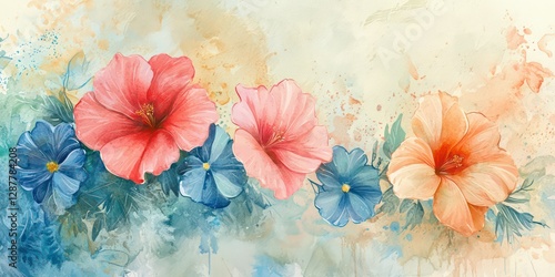 Wallpaper Mural A watercolor painting of a dreamy floral arrangement Torontodigital.ca