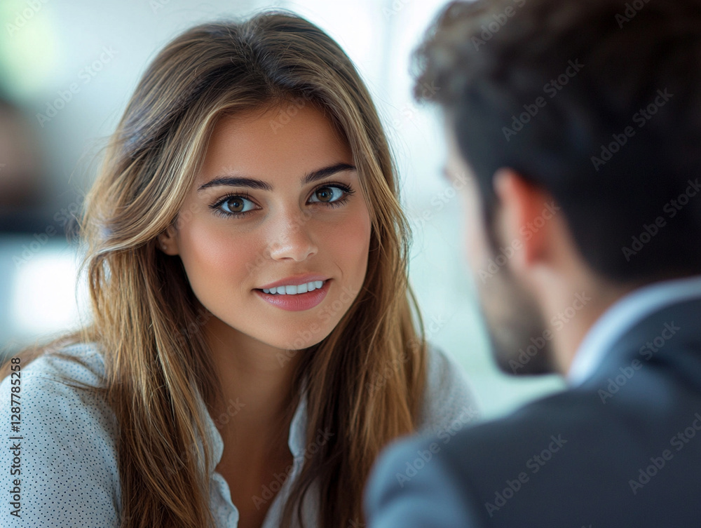 Fototapeta premium Engaging conversation between two people in a cafe