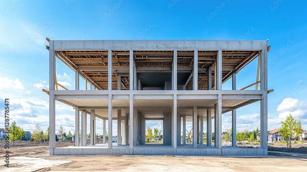 new office building, showing beams and concrete walls under construction. new office building, showing beams and concrete walls under construction.