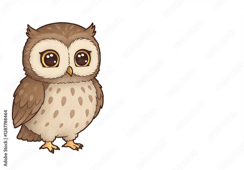 Naklejka premium Adorable Owl Softly Gazes Warm Light. AI Generated