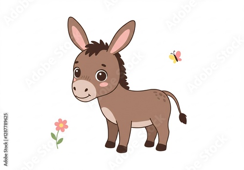 Adorable Donkey Foal Soft Pastel Colors. AI Generated