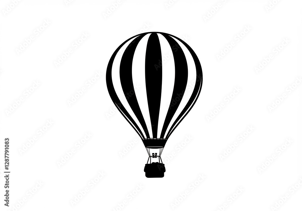 Obraz premium Striped Hot Air Balloon Soaring High. AI Generated