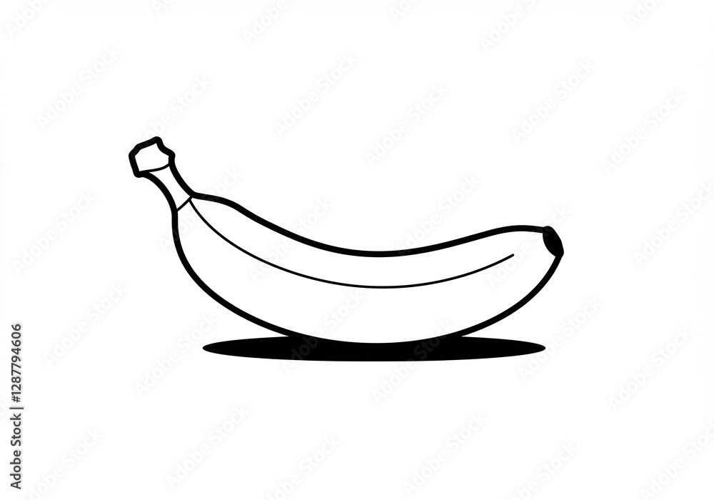 Single Banana Line Drawing Minimalist Design. AI Generated