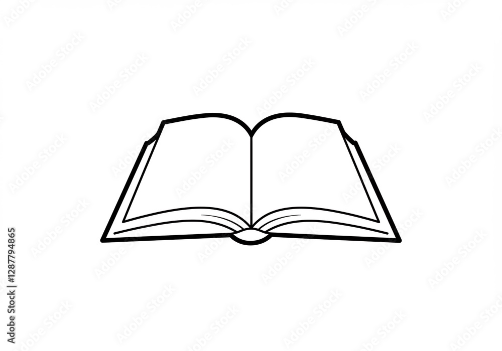 Open Book Simple Line Drawing Clean Design. AI Generated Open Book Simple Line Drawing Clean Design. AI Generated