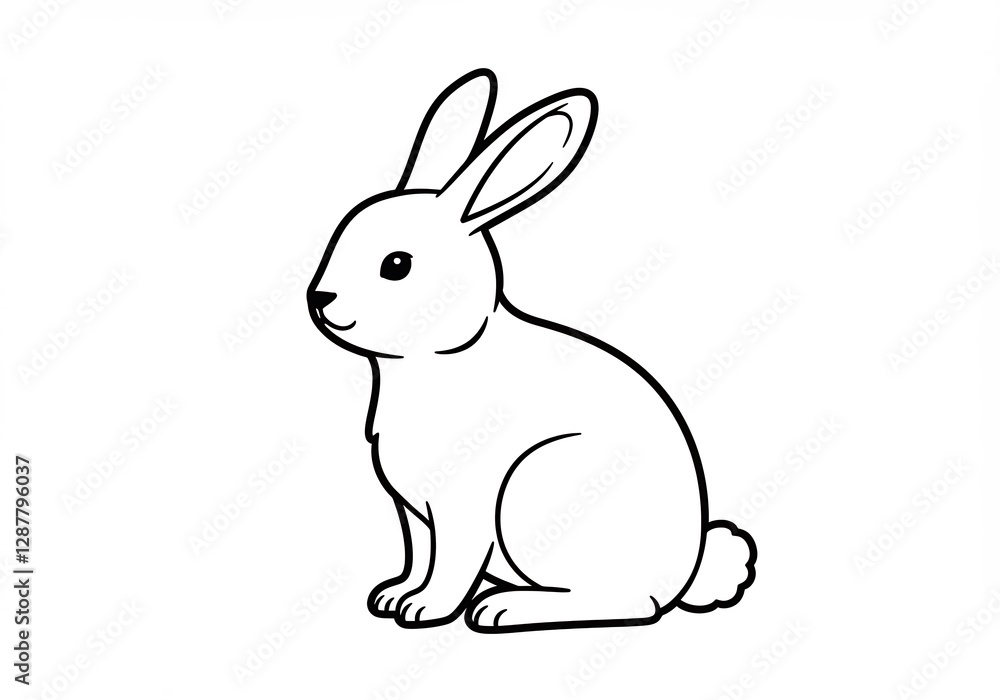 Cute Bunny Line Art Simple Clean Design. AI Generated Cute Bunny Line Art Simple Clean Design. AI Generated