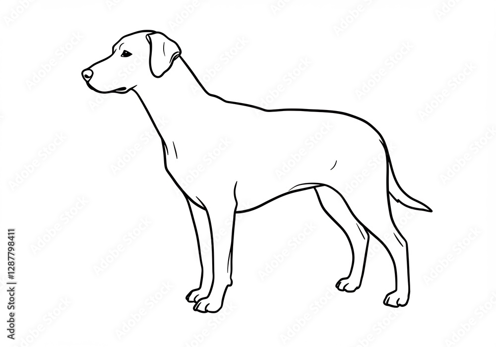 Fototapeta premium Elegant Dog Line Drawing Profile View. AI Generated