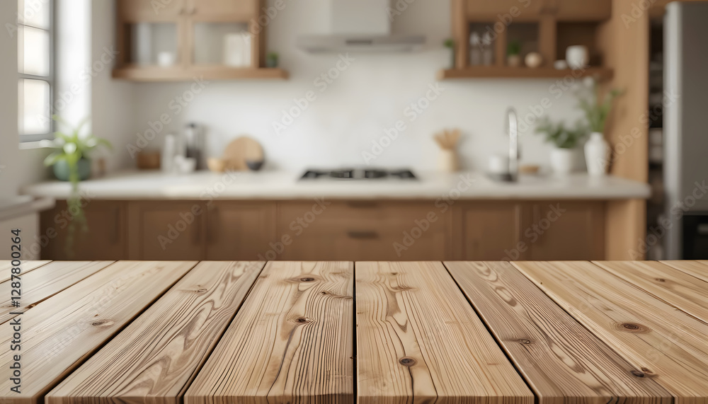 A Serene View of a Beautifully Crafted Wooden Table in a Modern Kitchen Setting, Perfect for Culinary Creations and Family Gatherings A Serene View of a Beautifully Crafted Wooden Table in a Modern Kitchen Setting, Perfect for Culinary Creations and Family Gatherings