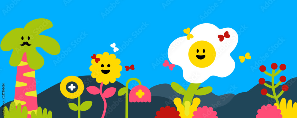 Background image with abstract cartoon plant character shape. Background image with abstract cartoon plant character shape.