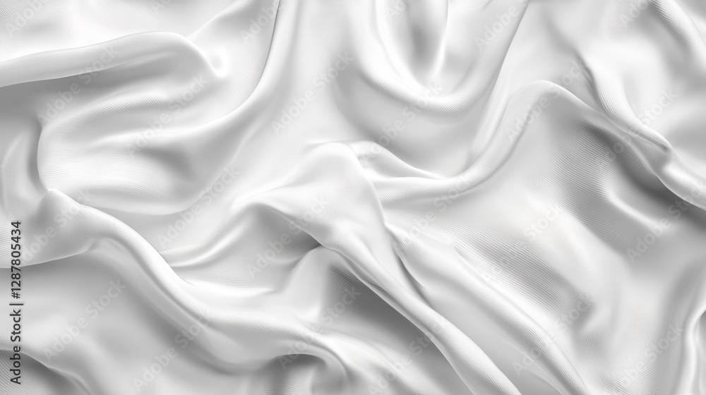 Fototapeta premium Elegant White Silk Fabric with Smooth Flowing Texture Background