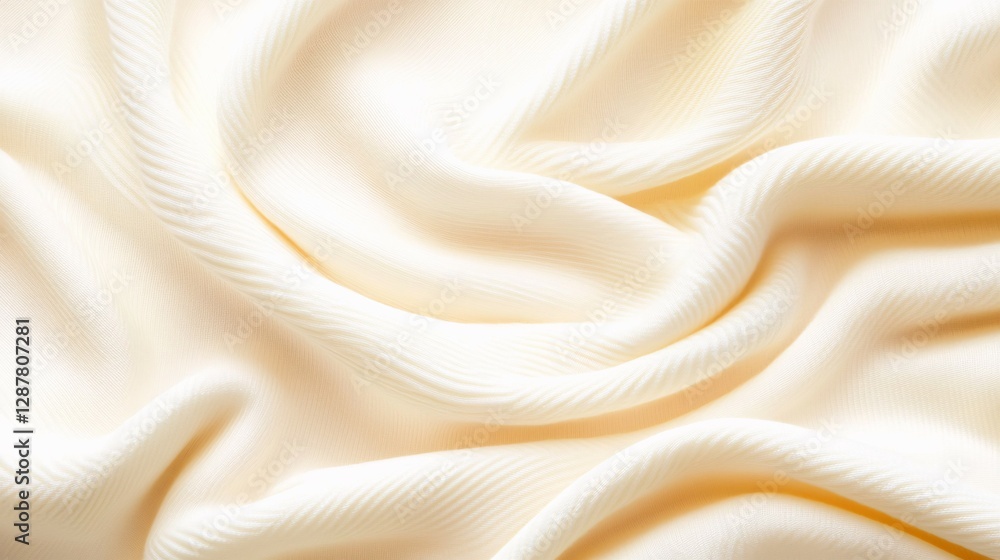 Obraz premium A closeup of flowing smooth white textile fabric with texture