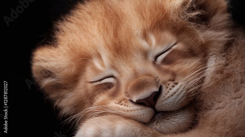 Sleeping Lion Cub Close-Up photo