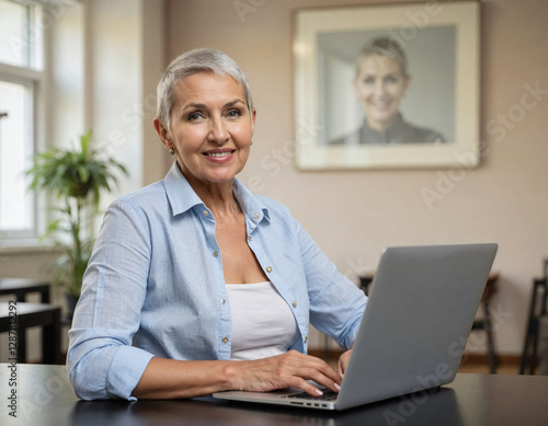 senior businesswoman working on laptop computer