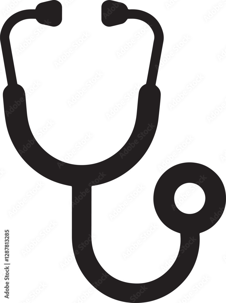 Stethoscope black silhouette vector icon Stethoscope black silhouette vector icon