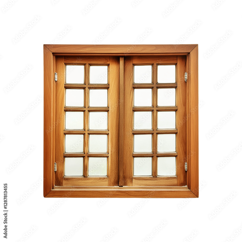 Closed wooden window on transparent background Closed wooden window on transparent background